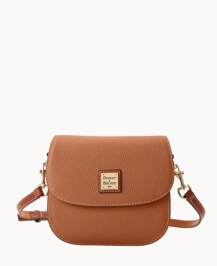 Woman Pebble Grain Saddle Bag Caramel Dooney and Bourke Crossbodies