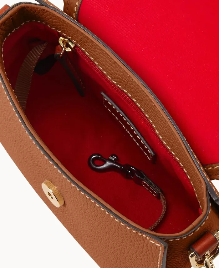 Woman Pebble Grain Saddle Bag Caramel Dooney and Bourke Crossbodies Woman Pebble Grain Saddle Bag Caramel Dooney and Bourke Crossbodies