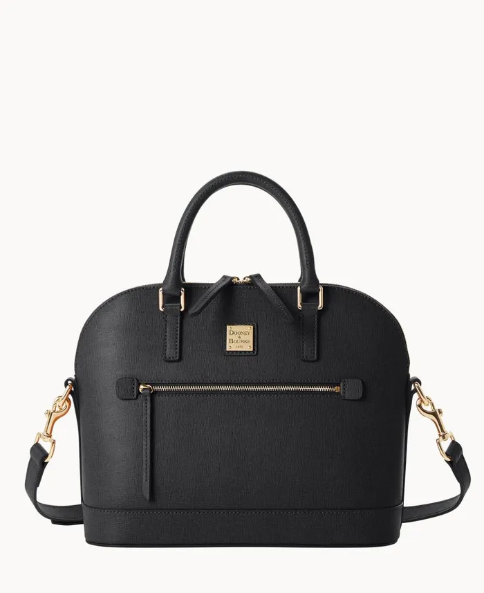 Woman Saffiano Domed Zip Satchel Black Dooney and Bourke Satchels