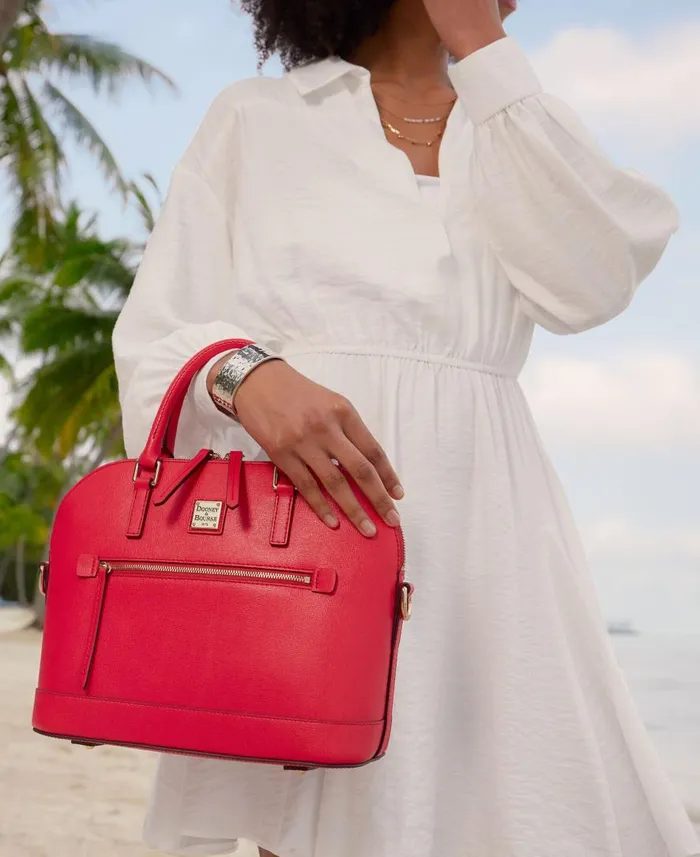 Woman Saffiano Domed Zip Satchel Black Dooney and Bourke Satchels Woman Saffiano Domed Zip Satchel Black Dooney and Bourke Satchels
