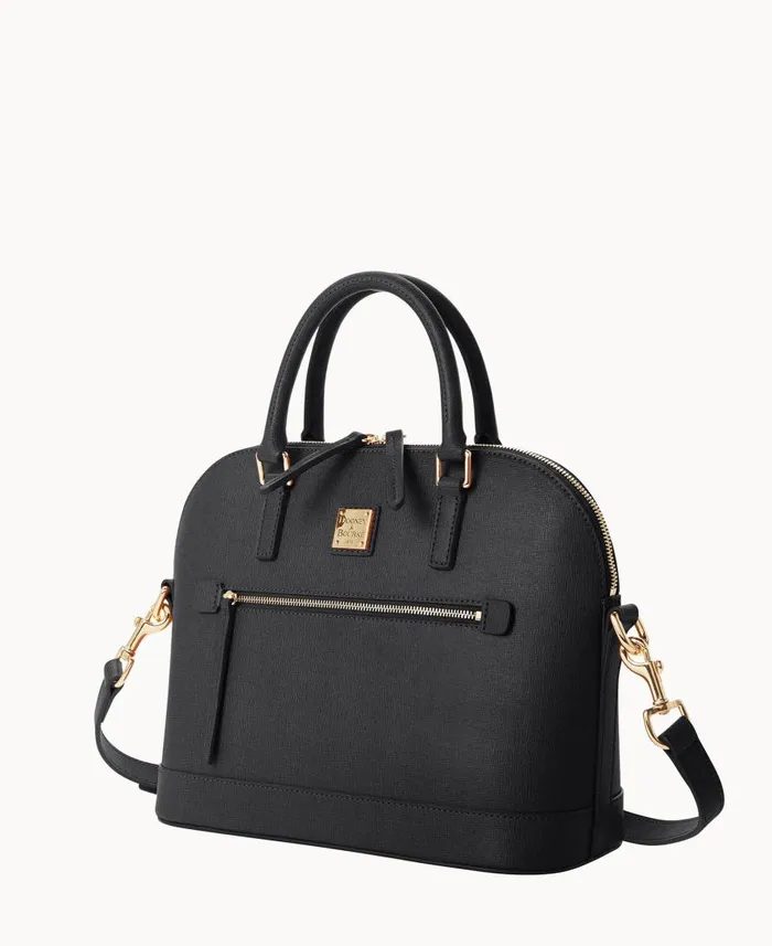 Woman Saffiano Domed Zip Satchel Black Dooney and Bourke Satchels Woman Saffiano Domed Zip Satchel Black Dooney and Bourke Satchels