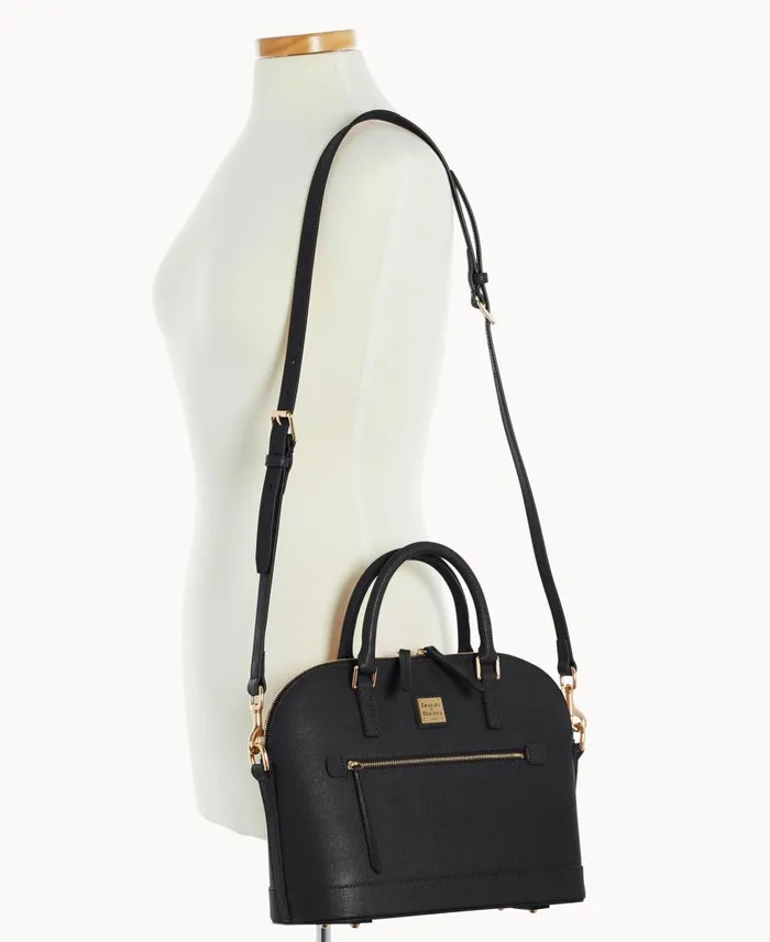 Woman Saffiano Domed Zip Satchel Black Dooney and Bourke Satchels Woman Saffiano Domed Zip Satchel Black Dooney and Bourke Satchels