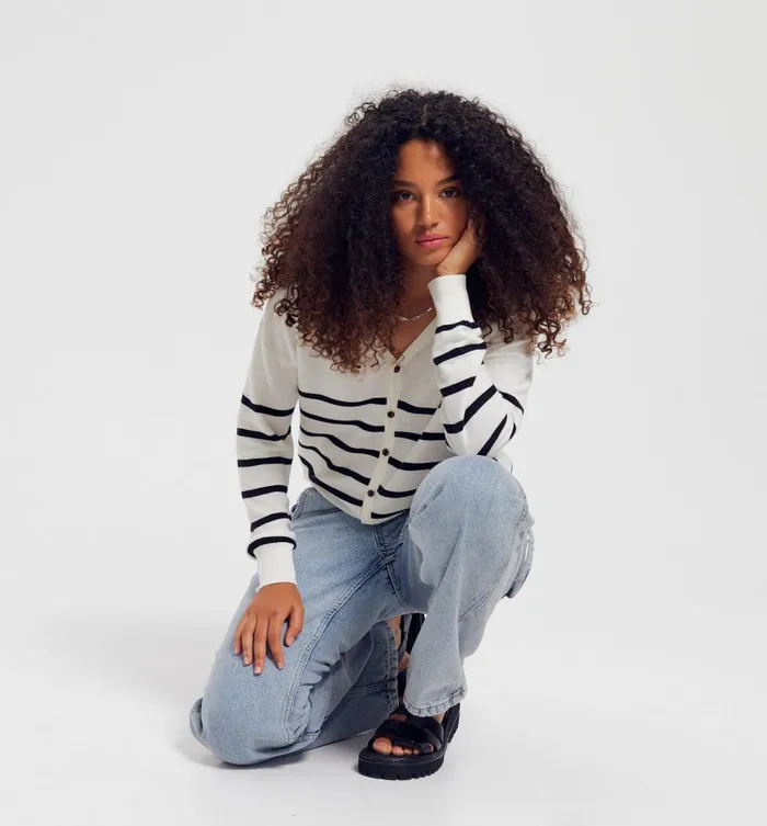 Women 2Way Cardigan 8211 Black Stripes Promod Jumpers And Cardigans