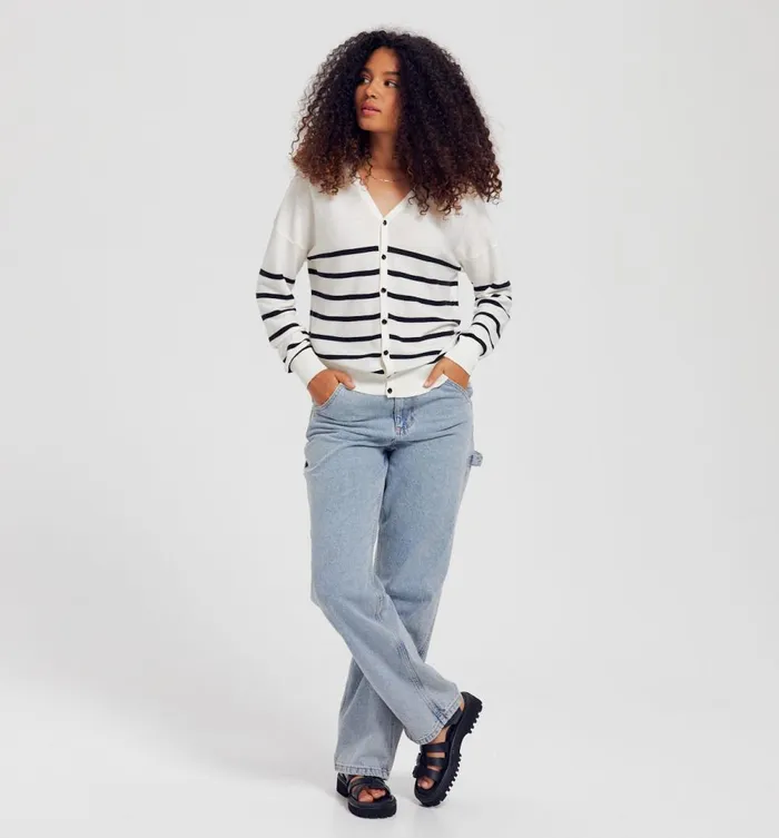 Women 2Way Cardigan 8211 Black Stripes Promod Jumpers And Cardigans Women 2Way Cardigan 8211 Black Stripes Promod Jumpers And Cardigans