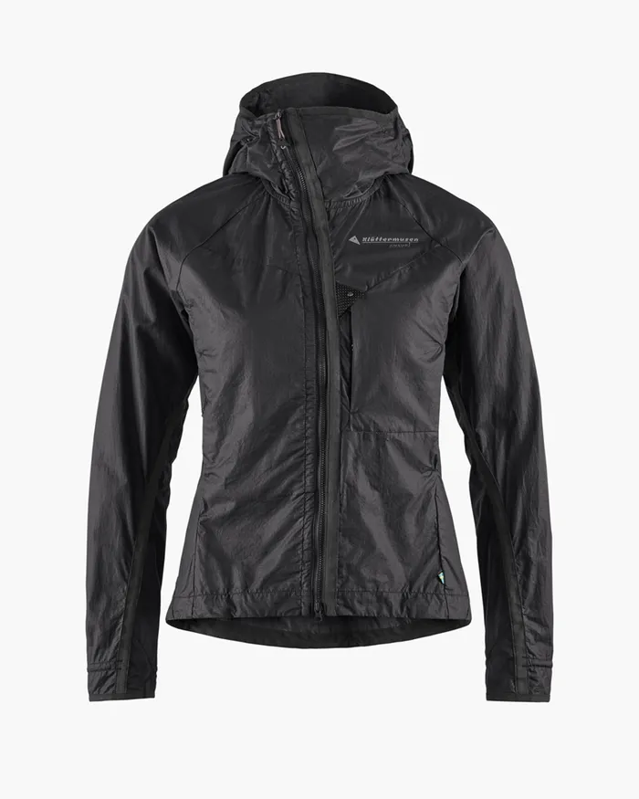 Women Ansur Hooded Katla Cotton Jacket Raven Black Klttermusen Wind Resistant Jackets