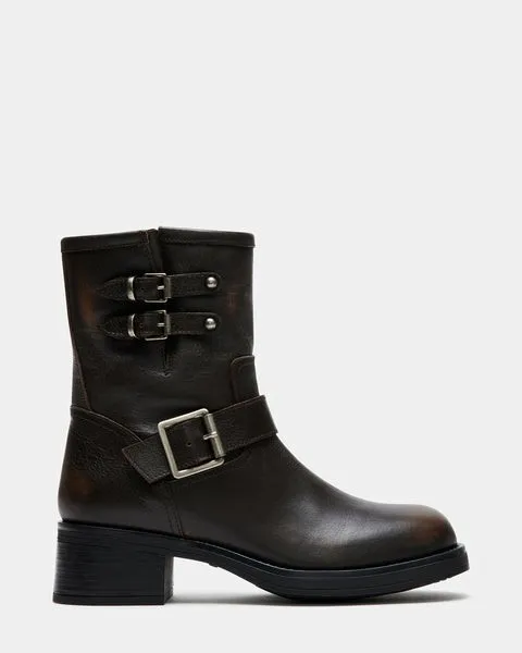 Women ARCHIE BROWN LEATHER Brown Leather Steve Madden Boots and Booties
