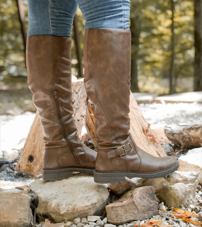 Women Autumn Wide Calf Riding Boot Cognac Baretraps Wide Calf Boots