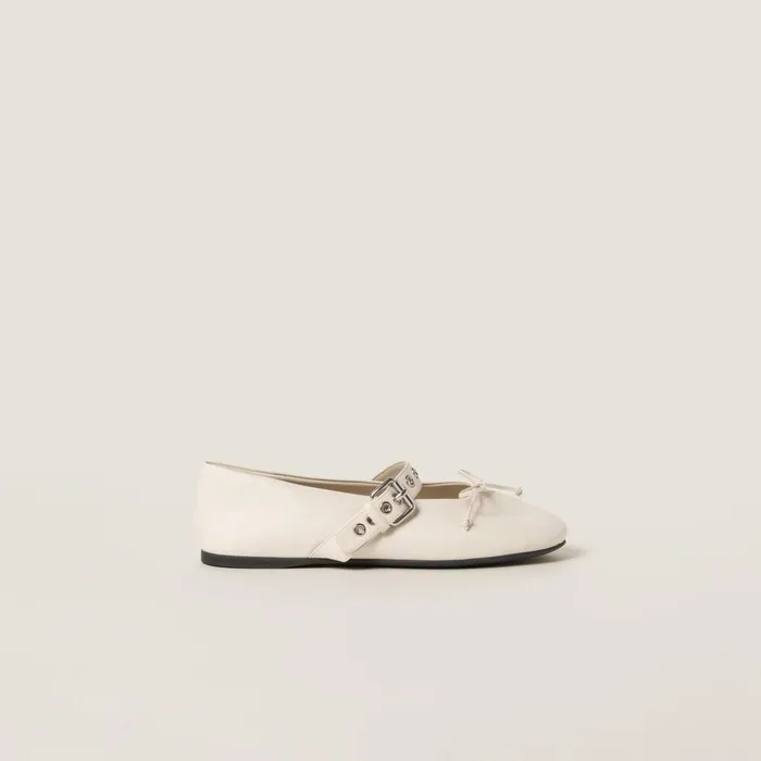 Women Ballerinas Miu Miu Leather Ballerinas Ivory Women Ballerinas Miu Miu Leather Ballerinas Ivory