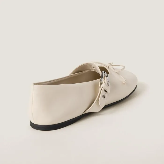 Women Ballerinas Miu Miu Leather Ballerinas Ivory Women Ballerinas Miu Miu Leather Ballerinas Ivory