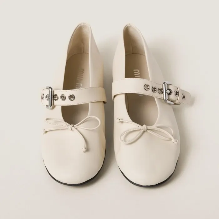 Women Ballerinas Miu Miu Leather Ballerinas Ivory Women Ballerinas Miu Miu Leather Ballerinas Ivory