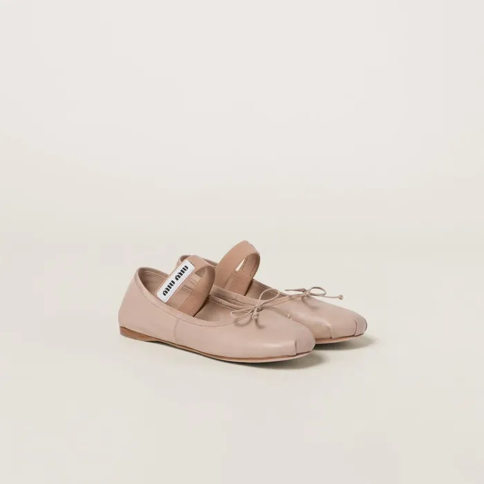Women Ballerinas Miu Miu Leather Ballerinas Water Lily
