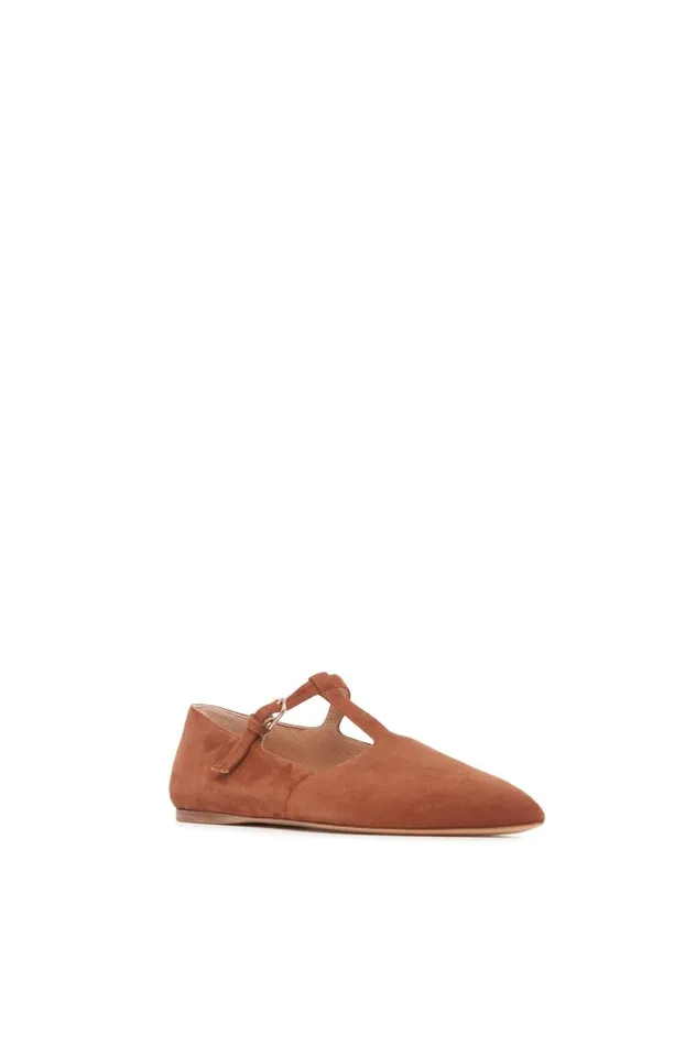 Women Ballet Flats Gabriela Hearst Lola Ballerina Flat In Cognac Suede
