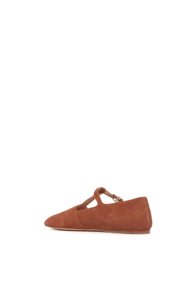 Women Ballet Flats Gabriela Hearst Lola Ballerina Flat In Cognac Suede