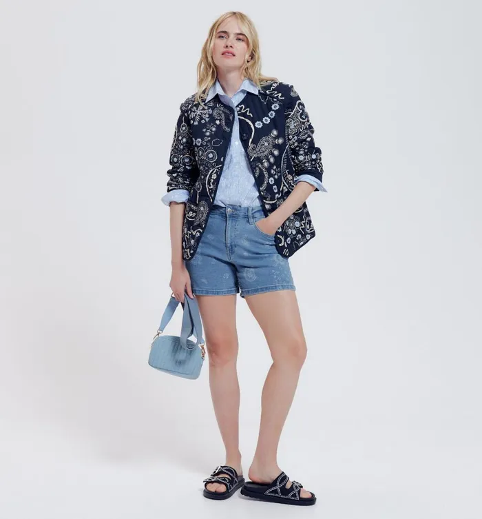 Women Bandana Denim Shorts 8211 Medium Denim Promod Shorts Women Bandana Denim Shorts 8211 Medium Denim Promod Shorts