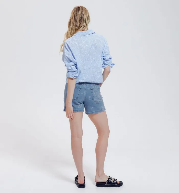 Women Bandana Denim Shorts 8211 Medium Denim Promod Shorts Women Bandana Denim Shorts 8211 Medium Denim Promod Shorts