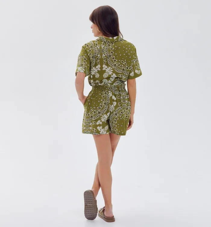 Women Bandana Motif Shorts 8211 Khaki Print Promod Shorts Women Bandana Motif Shorts 8211 Khaki Print Promod Shorts