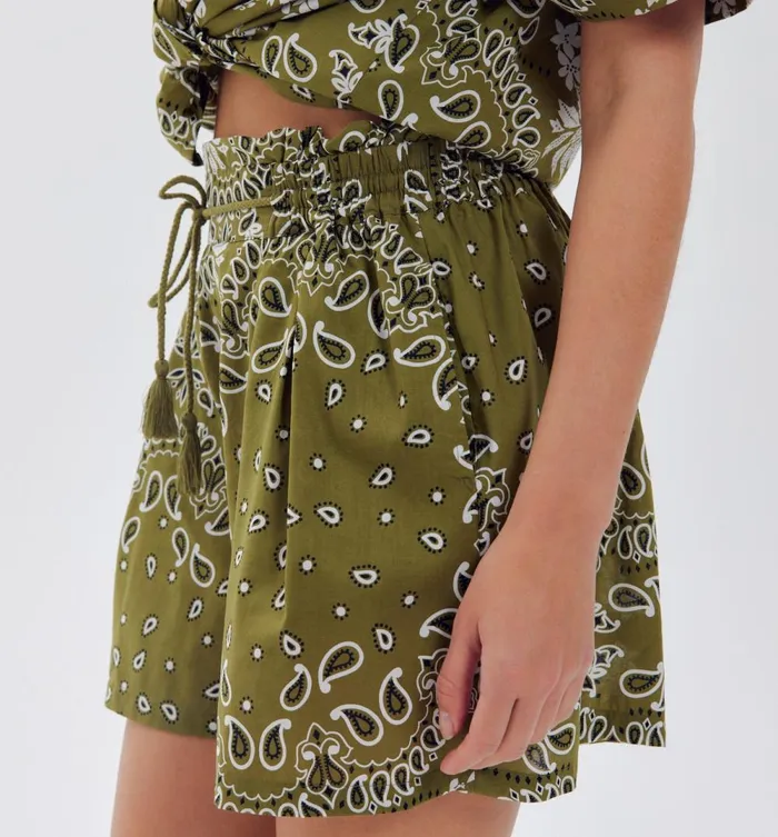 Women Bandana Motif Shorts 8211 Khaki Print Promod Shorts Women Bandana Motif Shorts 8211 Khaki Print Promod Shorts