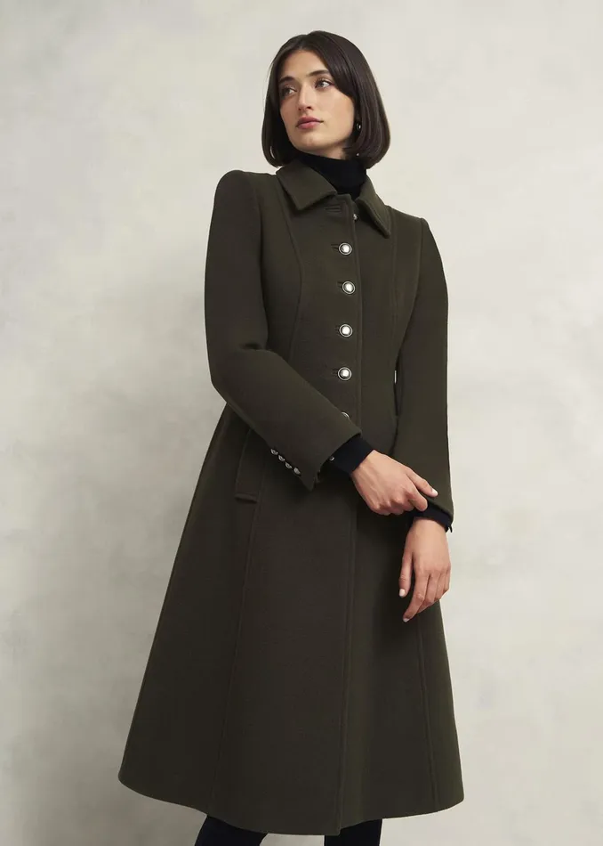 Women Bayley Wool Blend Coat Olive Green Hobbs Coats and Jackets