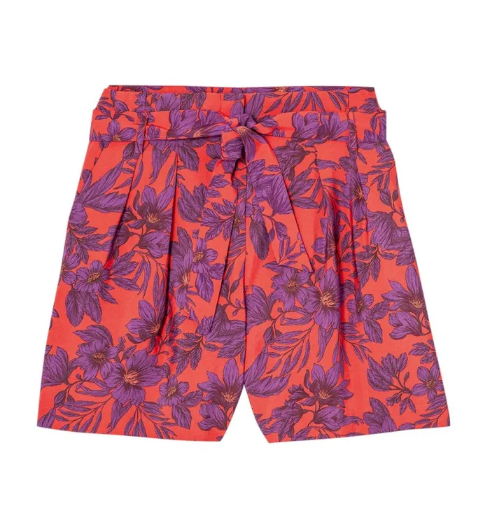 Women Belted Patterned Shorts 8211 Multicolour Print Promod Shorts Women Belted Patterned Shorts 8211 Multicolour Print Promod Shorts
