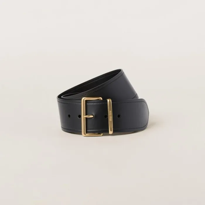 Women Belts Miu Miu Leather Belt Black