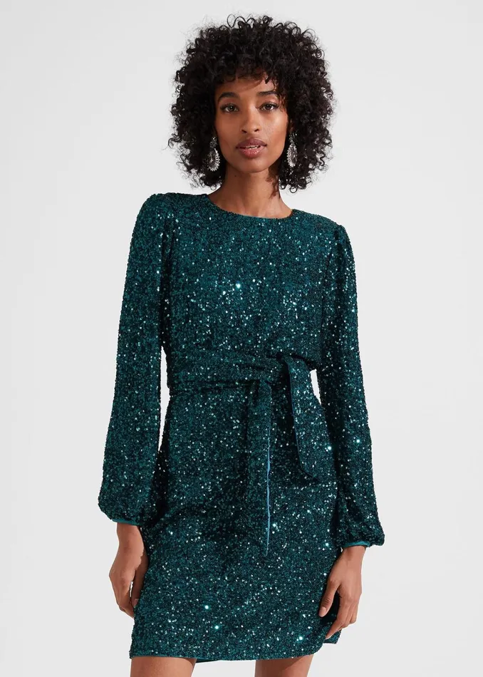 Women Bette Sequin Dress Evergreen Hobbs Dresses and Jumpsuits