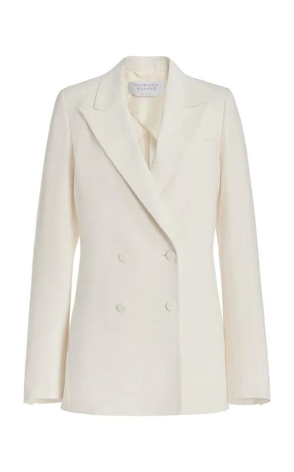 Women Blazers and Vests Gabriela Hearst Damus Blazer In Ivory Silk Wool Cady