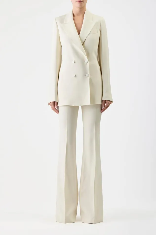 Women Blazers and Vests Gabriela Hearst Damus Blazer In Ivory Silk Wool Cady