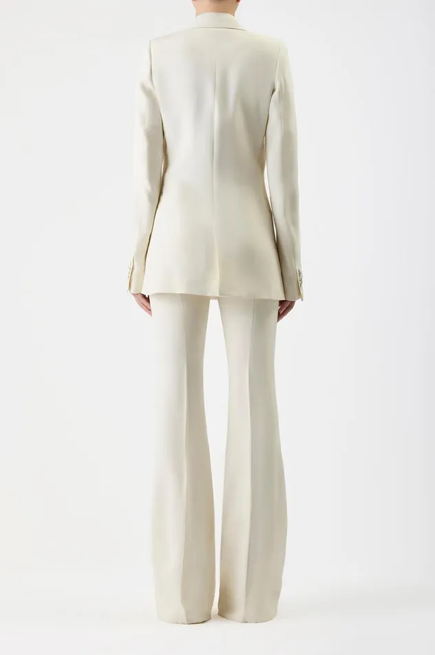 Women Blazers and Vests Gabriela Hearst Damus Blazer In Ivory Silk Wool Cady