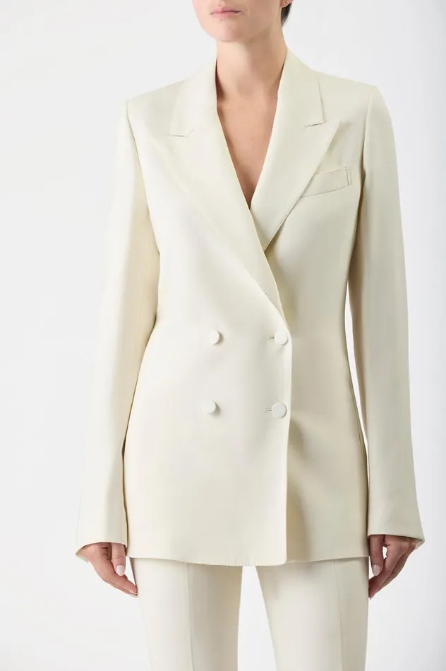 Women Blazers and Vests Gabriela Hearst Damus Blazer In Ivory Silk Wool Cady