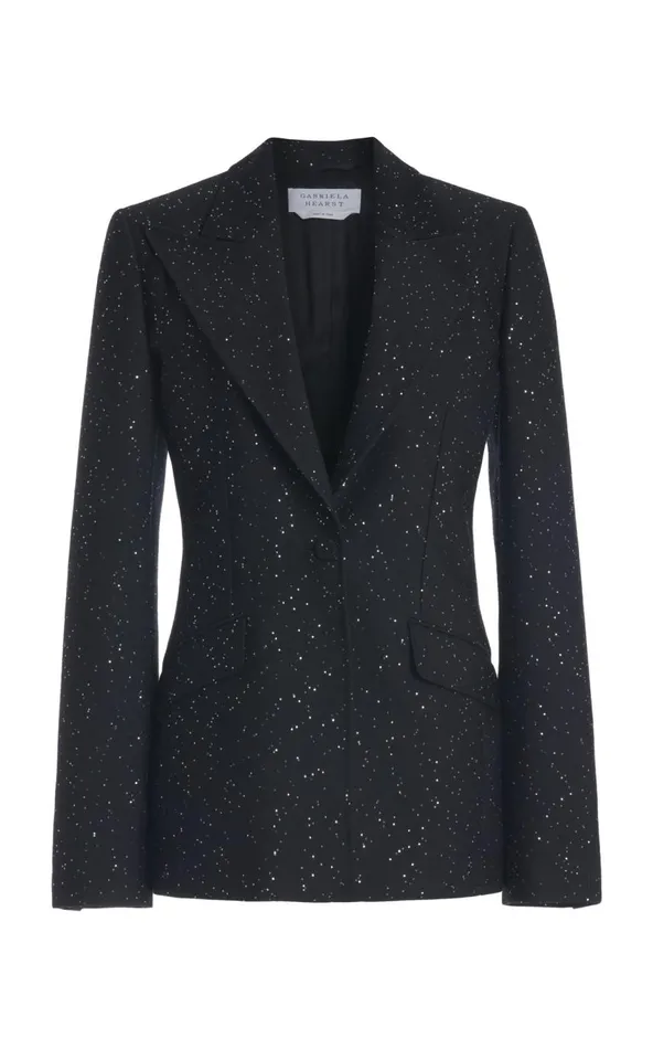 Women Blazers and Vests Gabriela Hearst Leiva Sequin Blazer In Black Virgin Wool