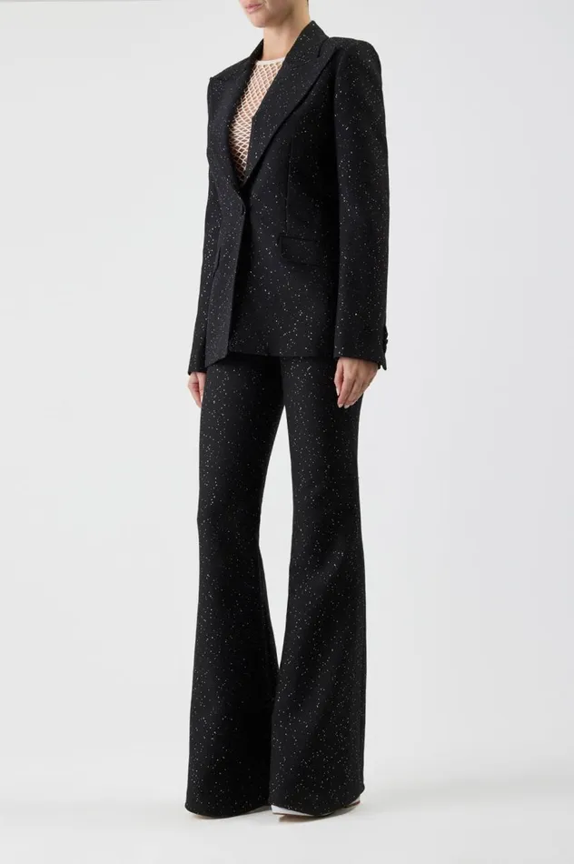 Women Blazers and Vests Gabriela Hearst Leiva Sequin Blazer In Black Virgin Wool