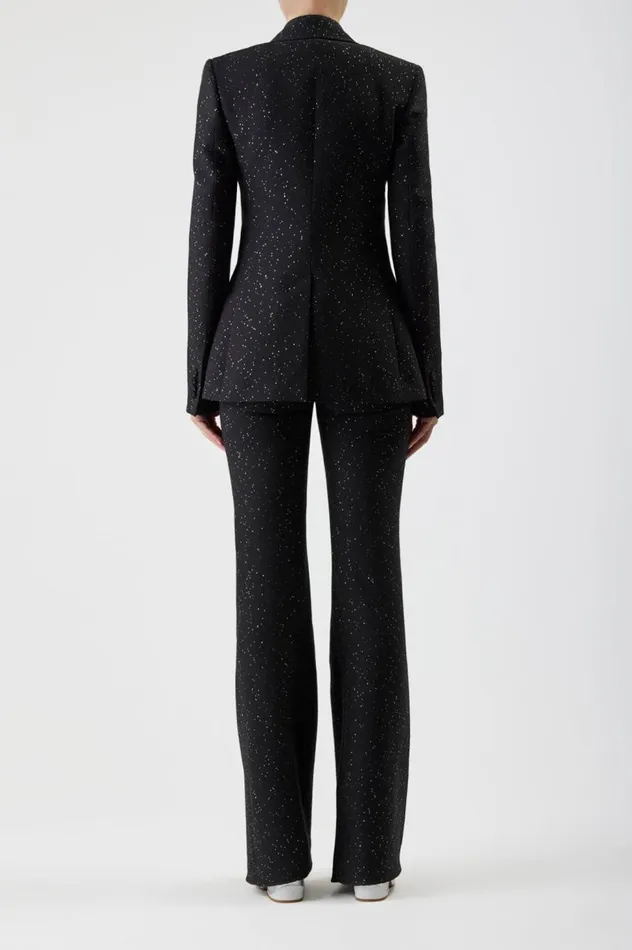Women Blazers and Vests Gabriela Hearst Leiva Sequin Blazer In Black Virgin Wool