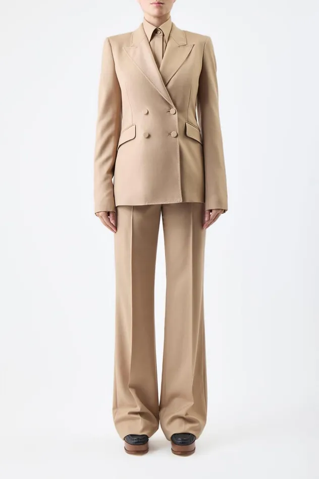 Women Blazers and Vests Gabriela Hearst Stephanie Blazer In Camel Virgin Wool Twill