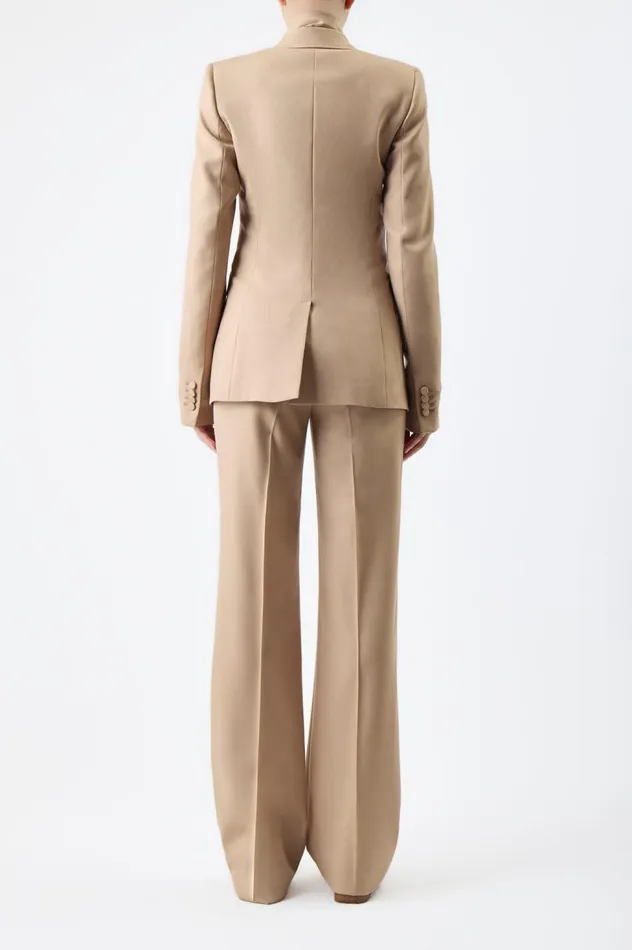 Women Blazers and Vests Gabriela Hearst Stephanie Blazer In Camel Virgin Wool Twill
