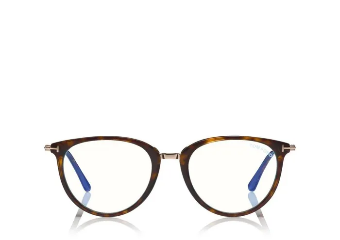 Women BLUE BLOCK COLLECTION Tom Ford Blue Block Soft Round Opticals Dark Havana
