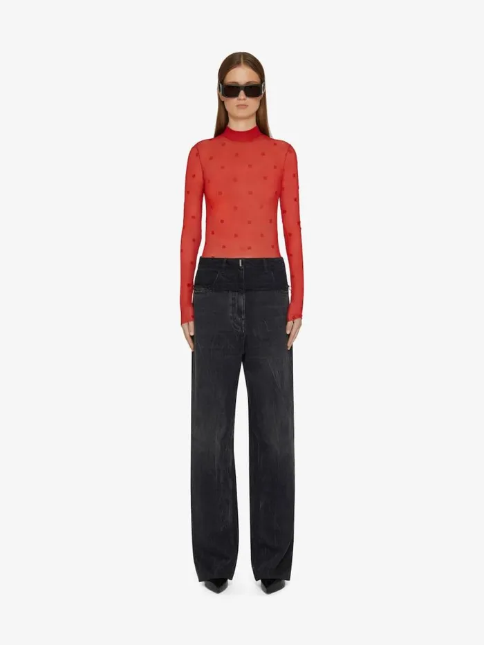 Women Bodysuits and Underwear Givenchy Bodysuit In 4G Tulle Red