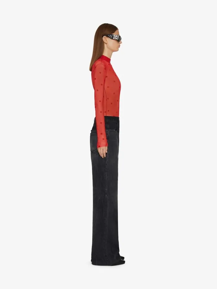 Women Bodysuits and Underwear Givenchy Bodysuit In 4G Tulle Red