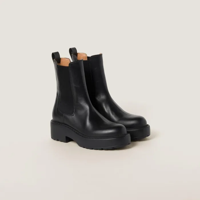 Women Boots And Ankle Boots Miu Miu Leather Booties Black