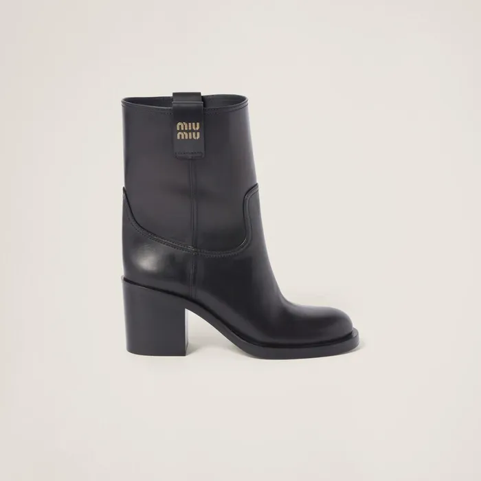 Women Boots And Ankle Boots Miu Miu Leather Booties Black