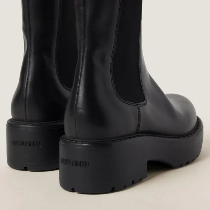 Women Boots And Ankle Boots Miu Miu Leather Booties Black