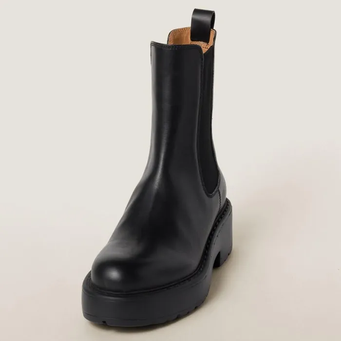 Women Boots And Ankle Boots Miu Miu Leather Booties Black