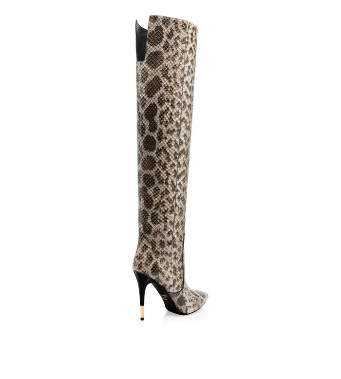 Women Boots Tom Ford Anaconda Over The Knee Boot Brownbeige Women Boots Tom Ford Anaconda Over The Knee Boot Brownbeige
