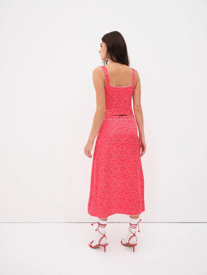 Women Bottoms For Love and Lemons Barbera Midi Skirt Red Women Bottoms For Love and Lemons Barbera Midi Skirt Red