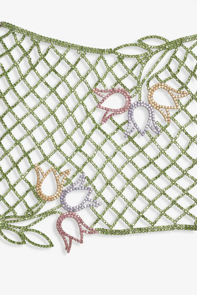 Women Bottoms For Love and Lemons Tulip Grid Rhinestone Skirt Green Women Bottoms For Love and Lemons Tulip Grid Rhinestone Skirt Green