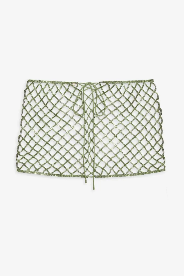 Women Bottoms For Love and Lemons Tulip Grid Rhinestone Skirt Green Women Bottoms For Love and Lemons Tulip Grid Rhinestone Skirt Green