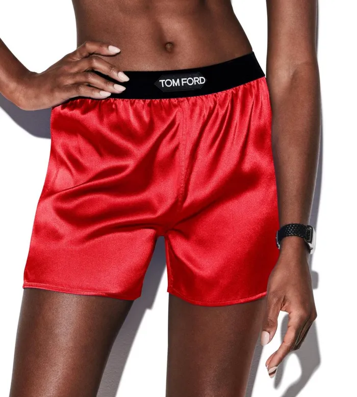 Women Bottoms Tom Ford Stretch Silk Satin Boxer Shorts Oxblood Red Women Bottoms Tom Ford Stretch Silk Satin Boxer Shorts Oxblood Red
