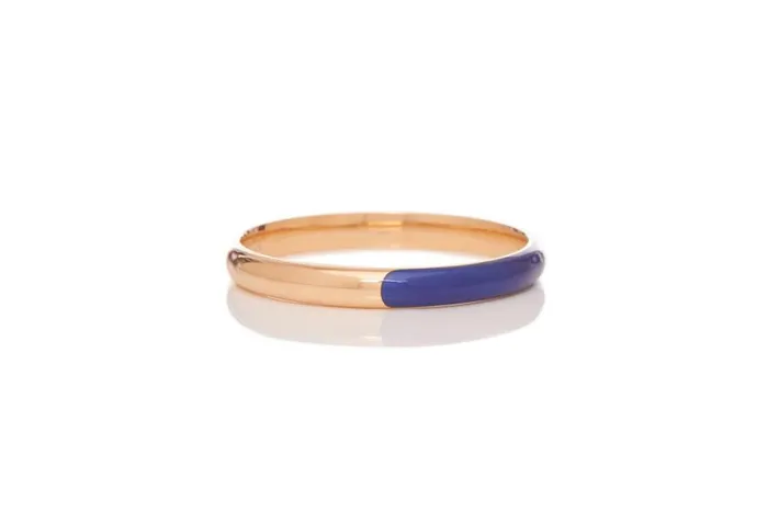 Women Bracelets Gabriela Hearst Vitreous Blue Enamel and 18K Gold Bangle