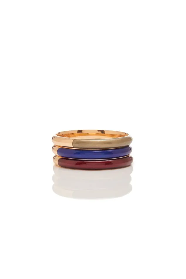 Women Bracelets Gabriela Hearst Vitreous Blue Enamel and 18K Gold Bangle