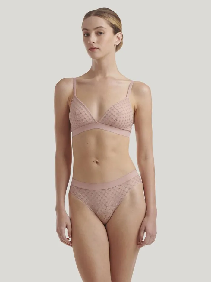 Women Bras Wolford Sheer Logo Triangle Bra Powder Pink