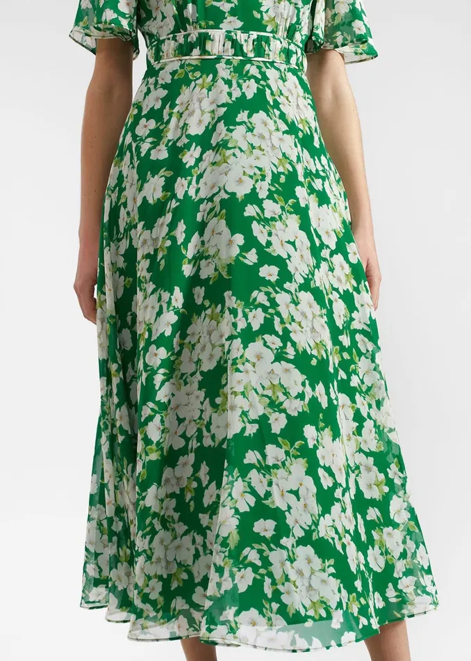 Women Bronwyn Silk Midi Dress Green Multi Hobbs Dresses and Jumpsuits